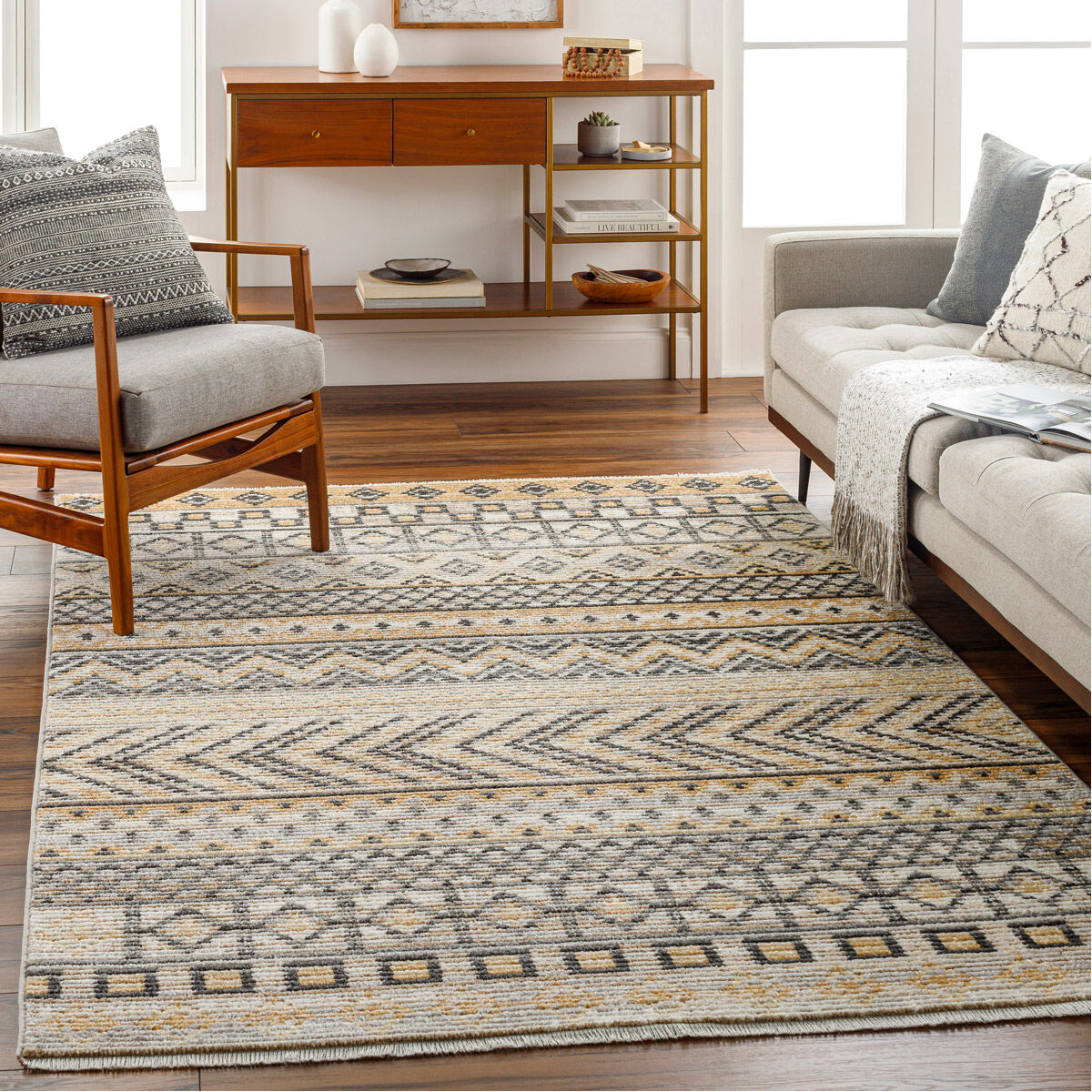 Calico 91 X 63 inch Taupe Rug