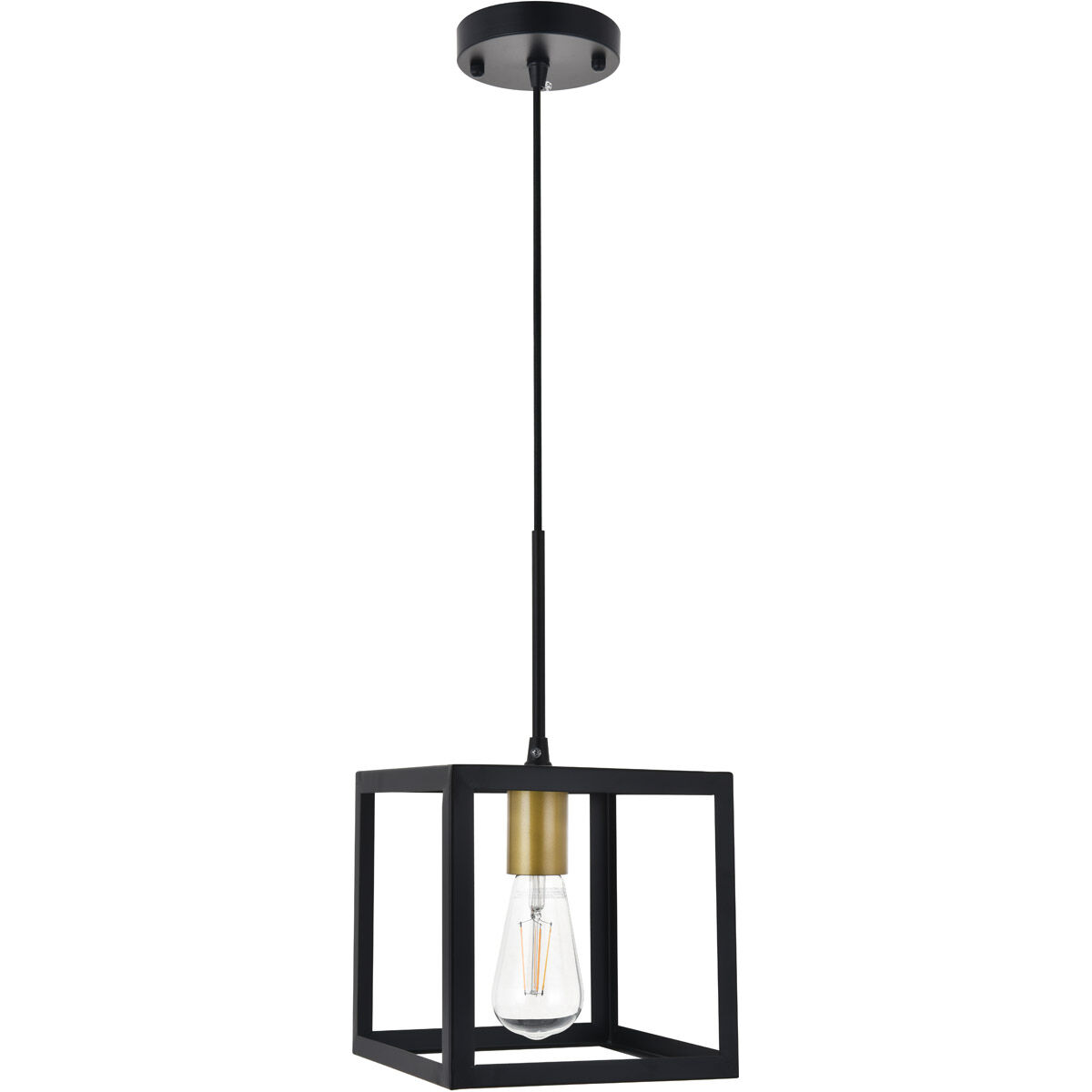 Resolute 1 Light 8 inch Brass and Black Pendant Ceiling Light