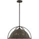 Trentino 3 Light 21.75 inch Gunsmoke with Gray Rattan Pendant Ceiling Light