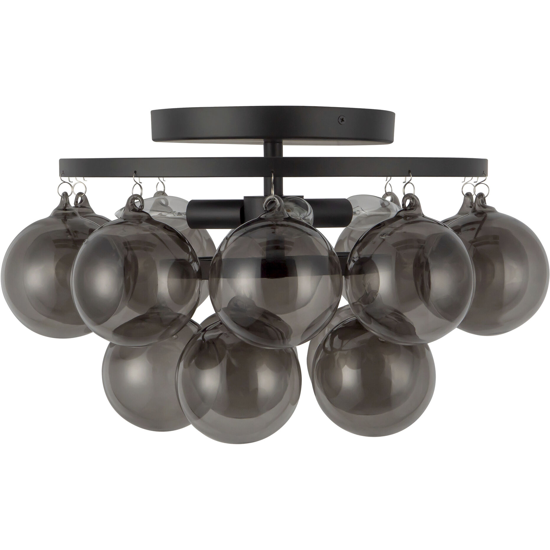 Alora Mood Faye 3 Light 17.75 inch Matte Black and Smoked Solid Glass Semi-Flush Mount Ceiling Light in Smoked Glass