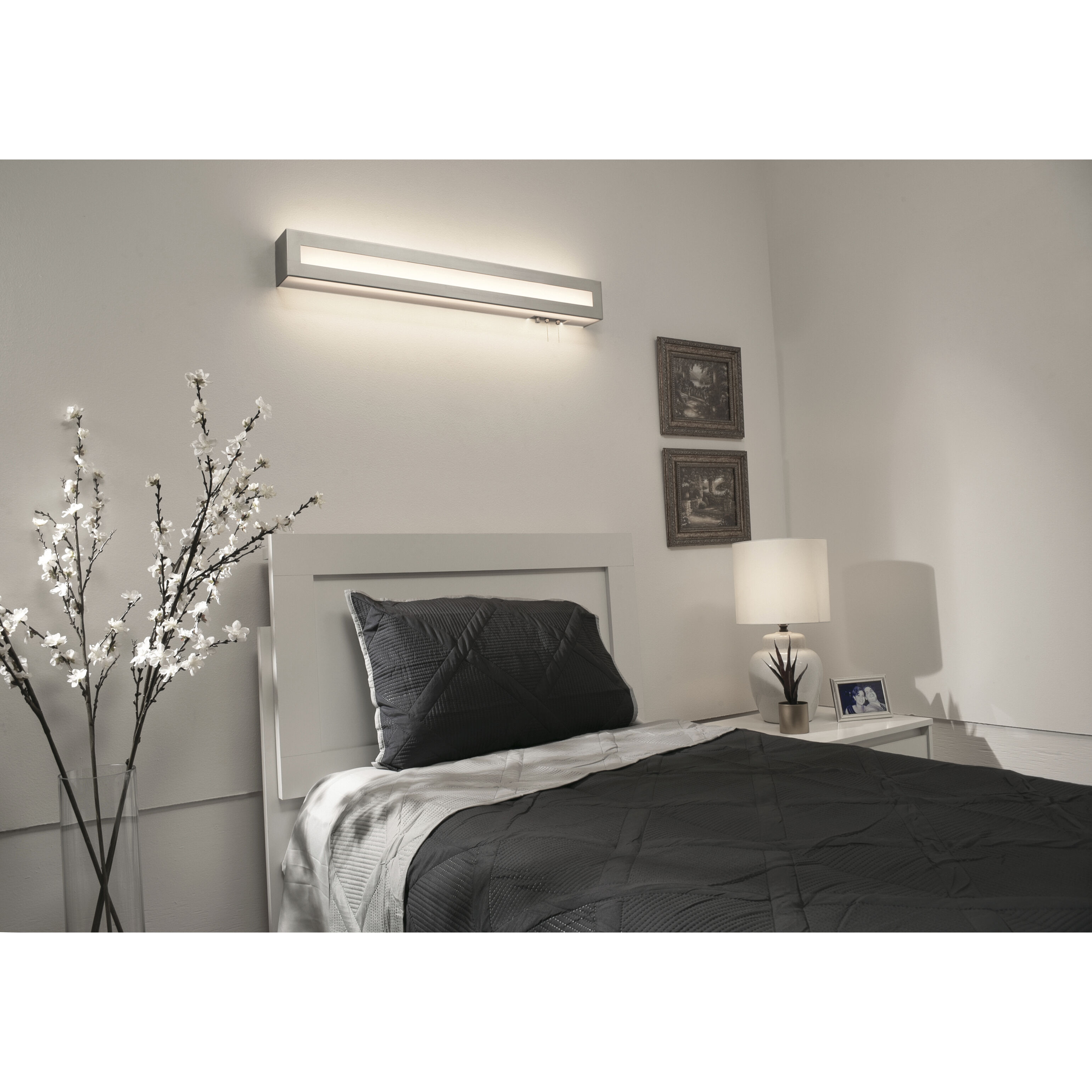 Hayes LED 37 inch Satin Nickel Overbed Wall Light