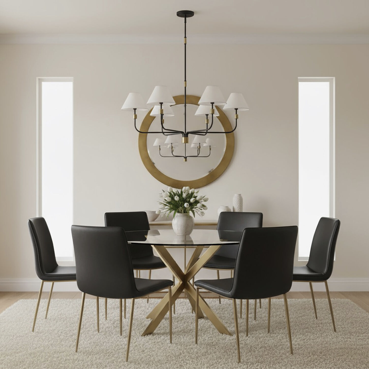 Providence 6 Light 42 inch Black and Brushed Brass Chandelier Ceiling Light