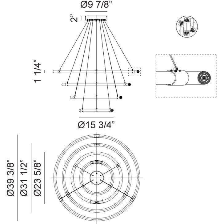Inkara 4 Light 39.38 inch Pendant