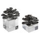 Indian Lotus Metallic Silver Flowers Accents, Set of 2