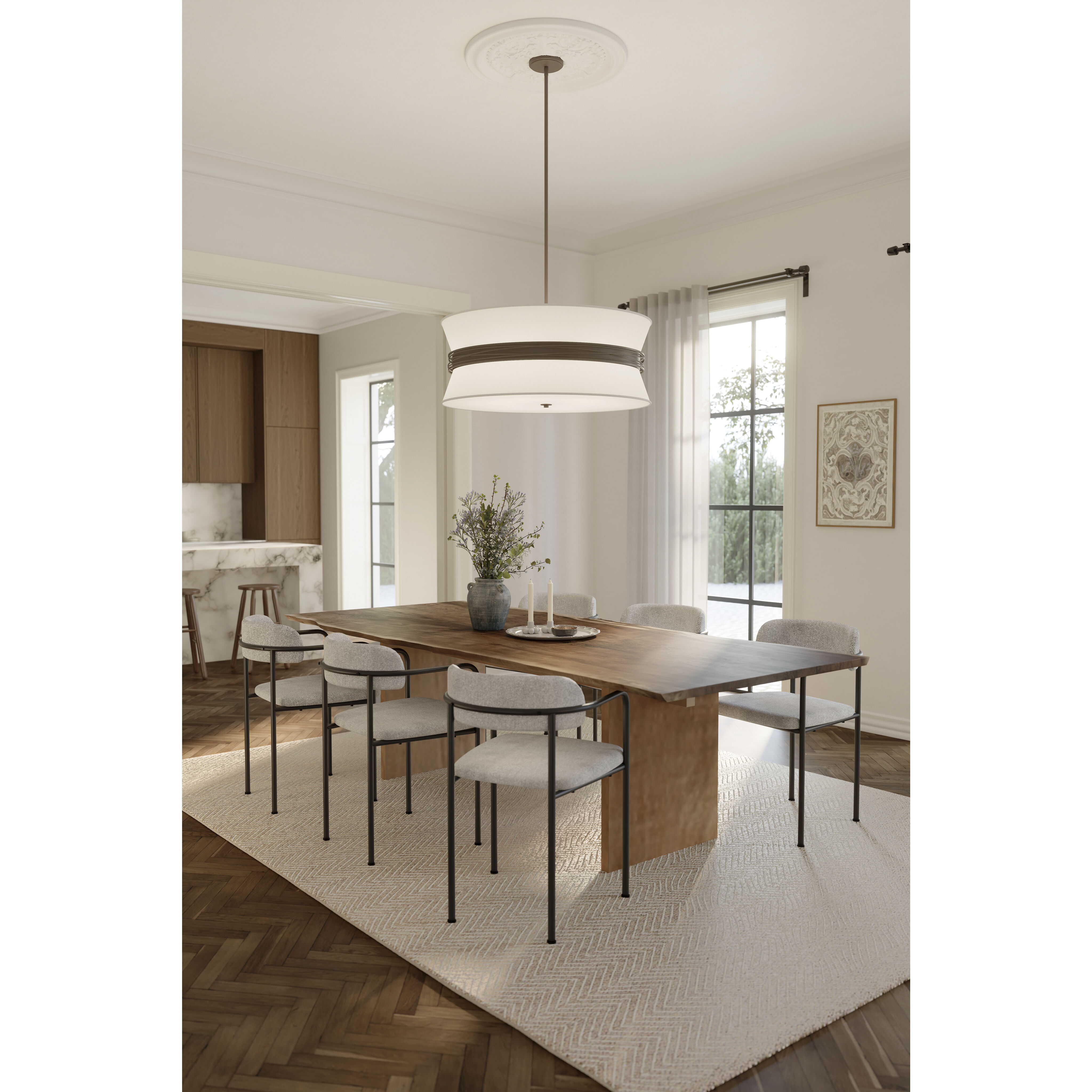 Dalvor 6 Light 36 inch Dark Bronze Pendant Ceiling Light