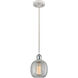Ballston Belfast 1 Light 6 inch White and Polished Chrome Mini Pendant Ceiling Light in Clear Crackle Glass, Ballston