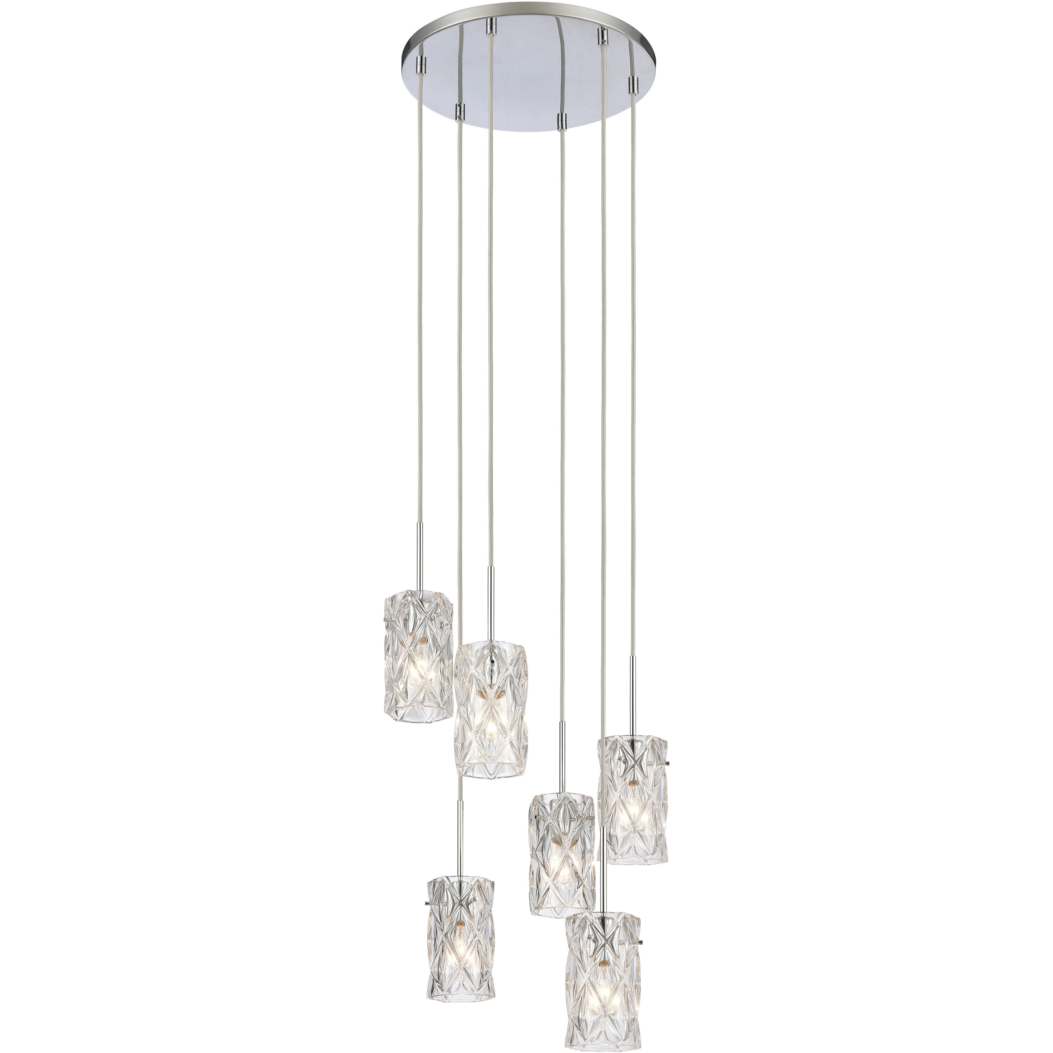 Forma de Crystal 6 Light 17.5 inch Polished Chrome Pendant Ceiling Light
