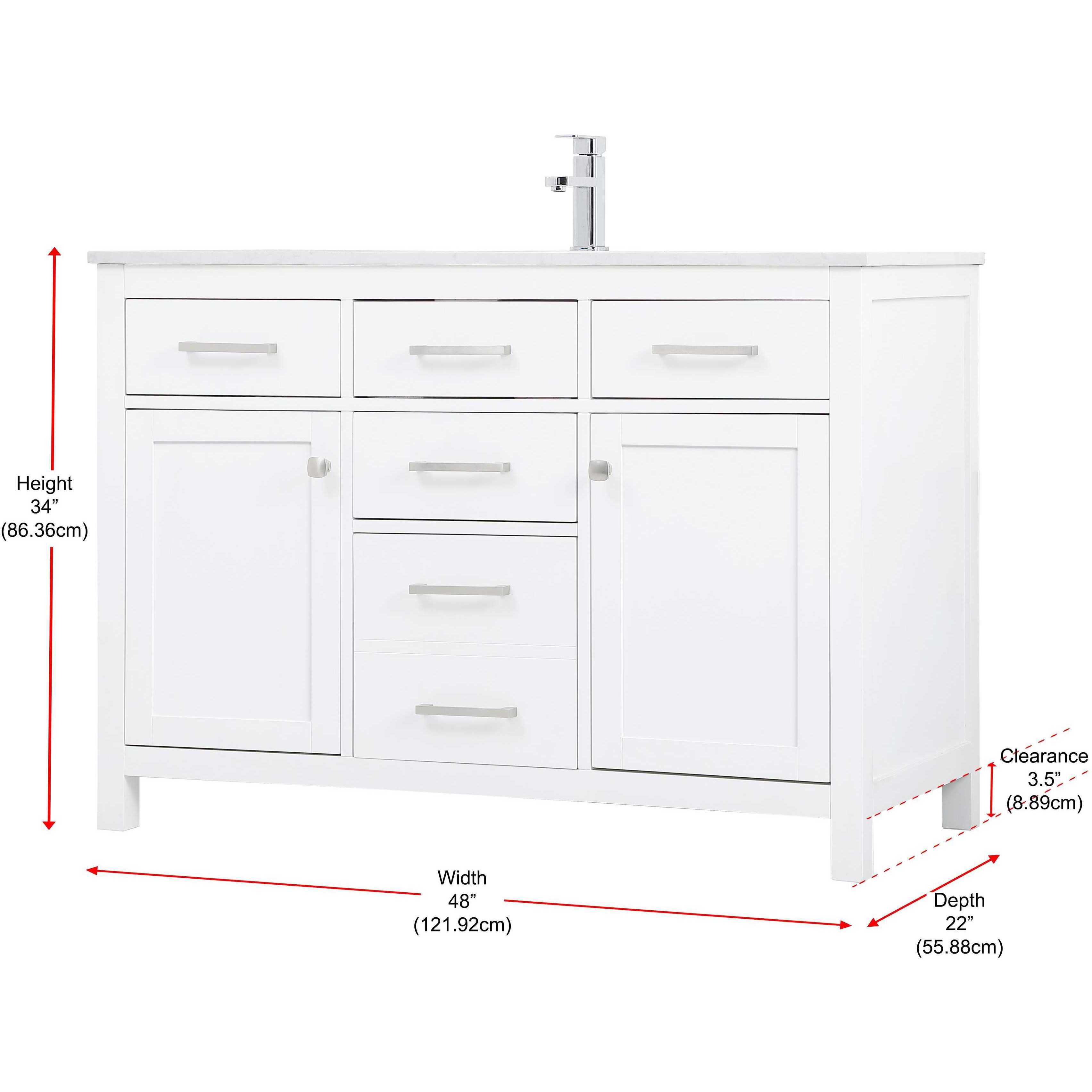 Lewis 48 X 22 X 34 inch White Vanity Sink Set