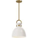 Alora Mood Waldo 1 Light 10.5 inch Aged Gold Pendant Ceiling Light in Glossy Opal Glass