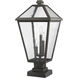 Talbot 3 Light 24.75 inch Oil Rubbed Bronze Outdoor Pier Mounted Fixture in Seedy Glass