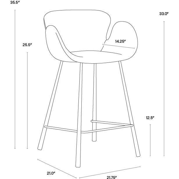 Waldo 35.5 inch November Grey / Cinnamon Brown Counter Stool