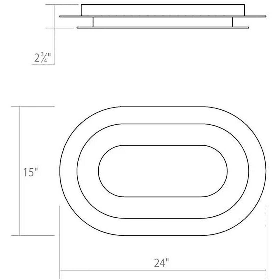 Offset LED 24 inch Textured White Surface Mount Ceiling Light