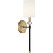 Tivoli 1 Light 5 inch Black with Warm Brass Accents Wall Sconce Wall Light