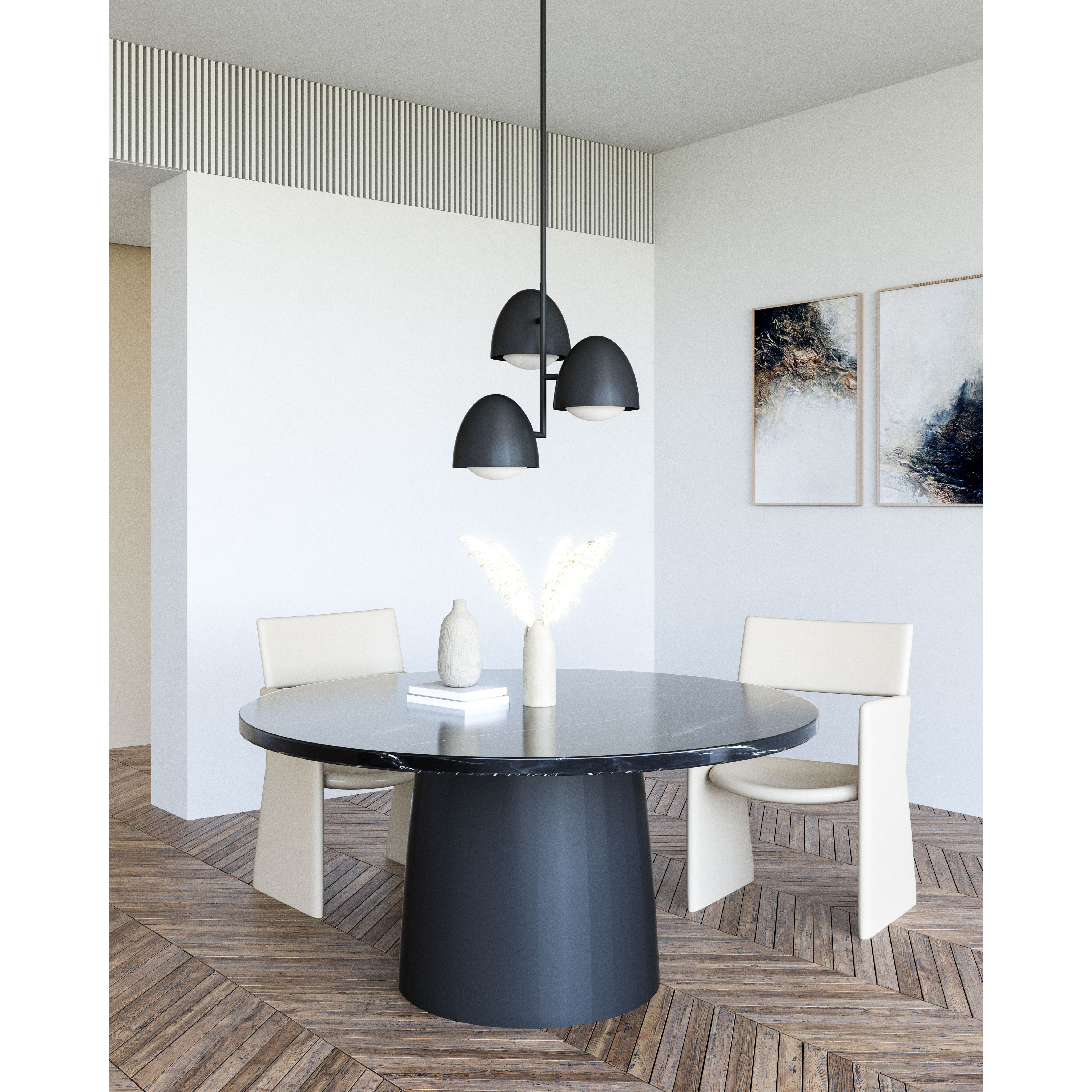 Alora Mood Kenji 3 Light 23.88 inch Matte Black/Opal Matte Glass Chandelier Ceiling Light