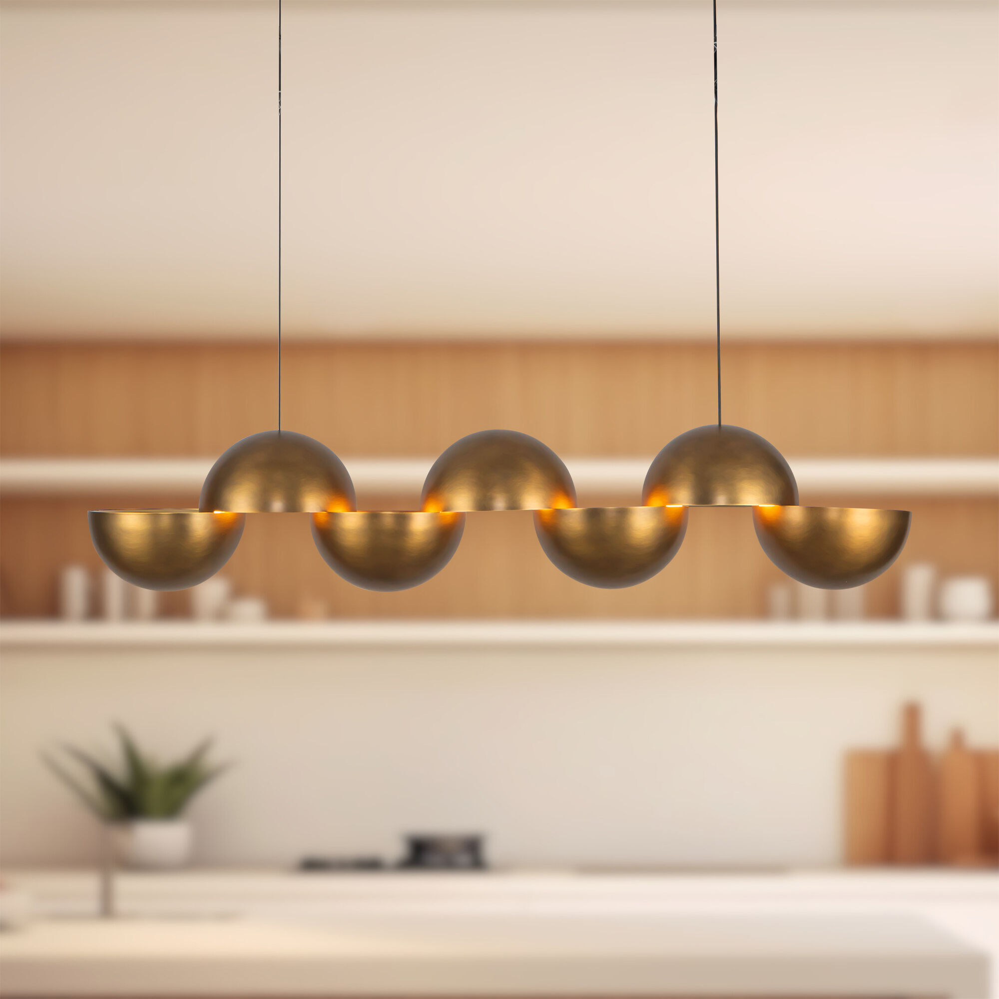 Void 41 inch Vintage Brass Linear Pendant Ceiling Light