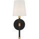 Brody 1 Light 5.75 inch Black with Warm Brass Accents Wall Sconce Wall Light in Matte Black with Warm Brass, Essentials