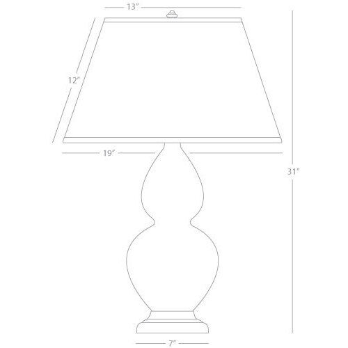 Double Gourd 31 inch 150 watt Citron Glazed Ceramic with Deep Patina Bronze Table Lamp Portable Light in Pearl Dupioni