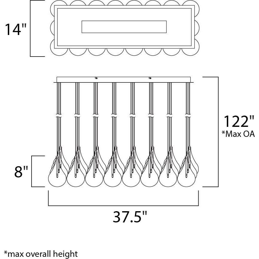 Larmes 24 Light 37.5 inch Polished Chrome Linear Pendant Ceiling Light