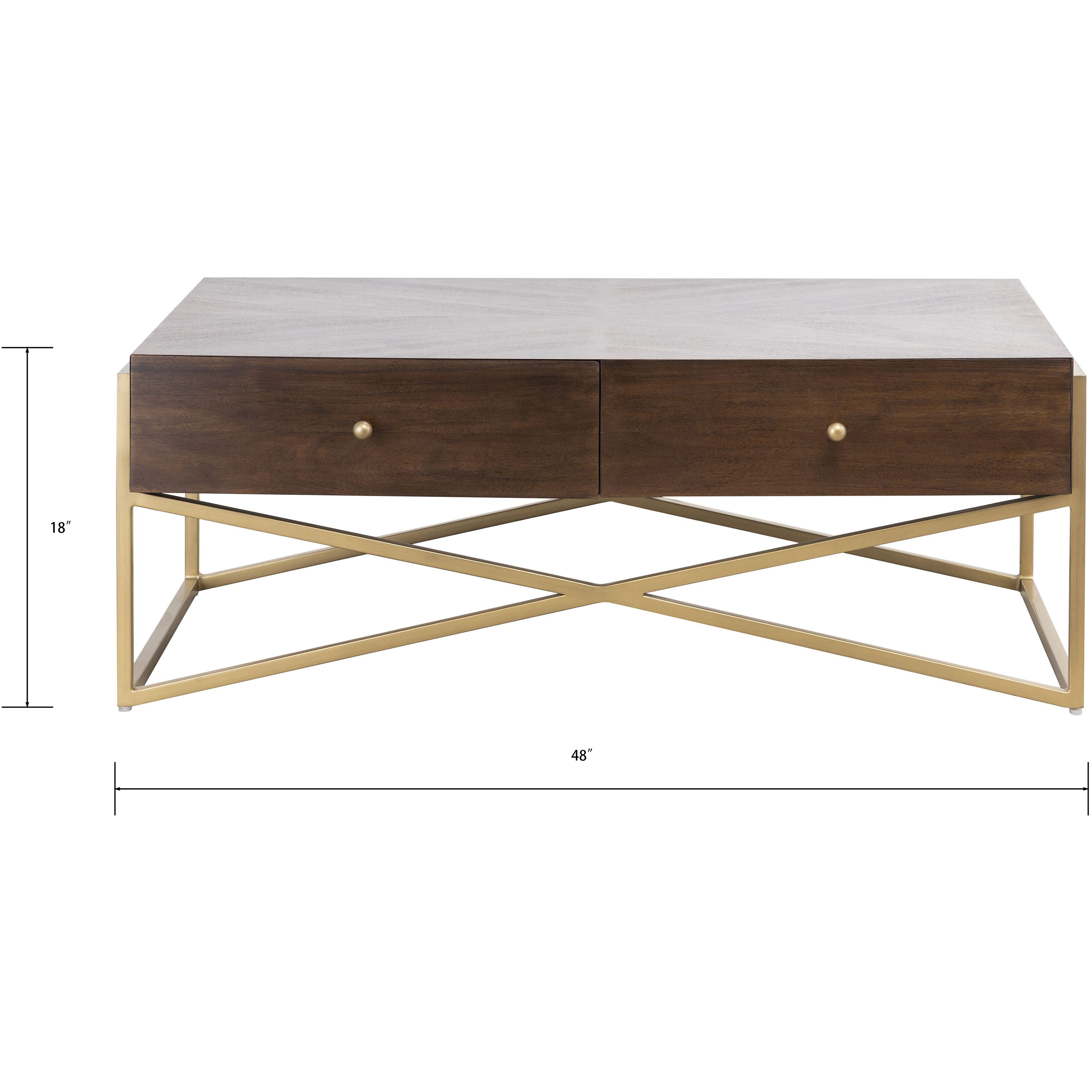 Guilford 48 X 29 inch Mahogany with Satin Brass Coffee Table