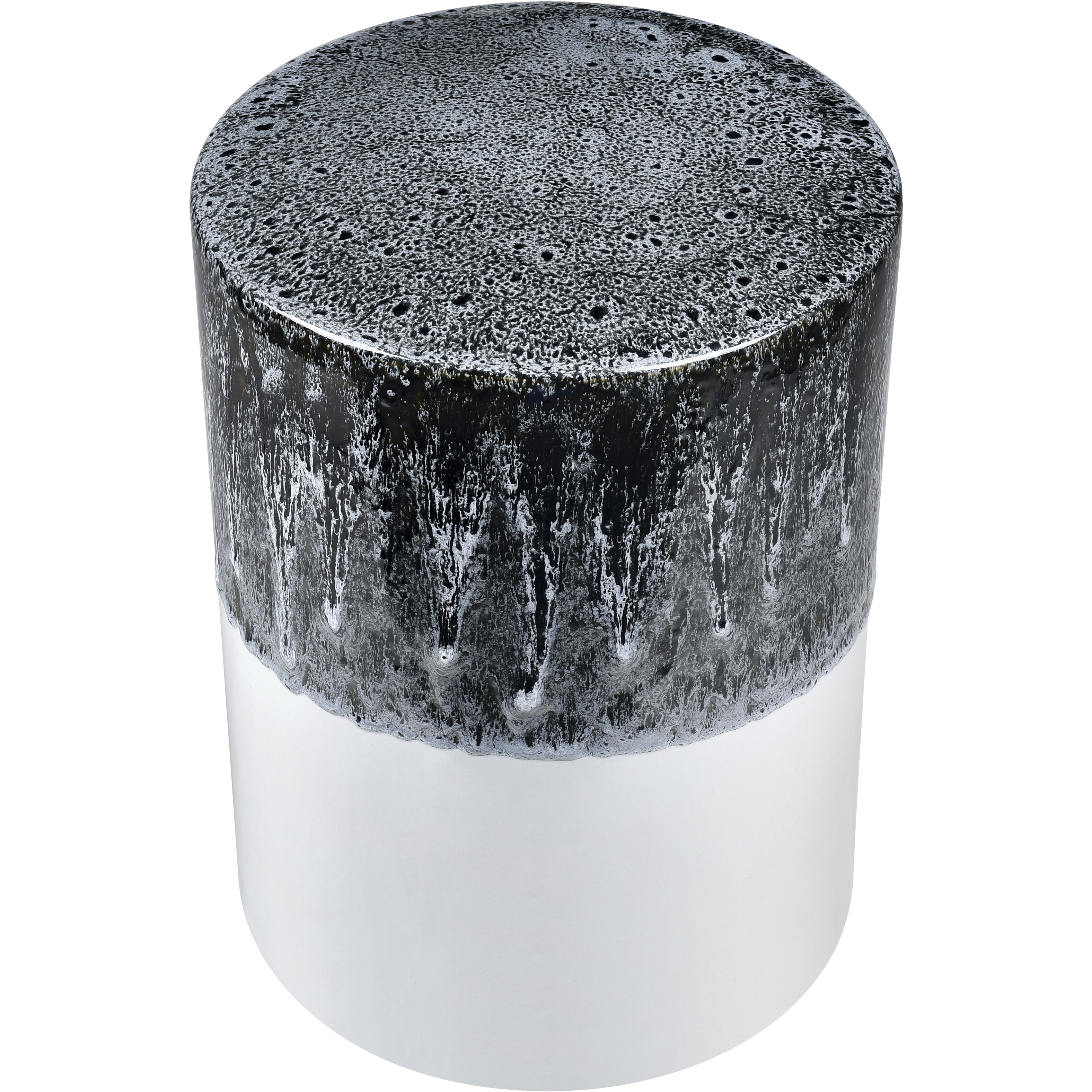 Gallemore 18 inch Black Glazed with White Glazed Stool