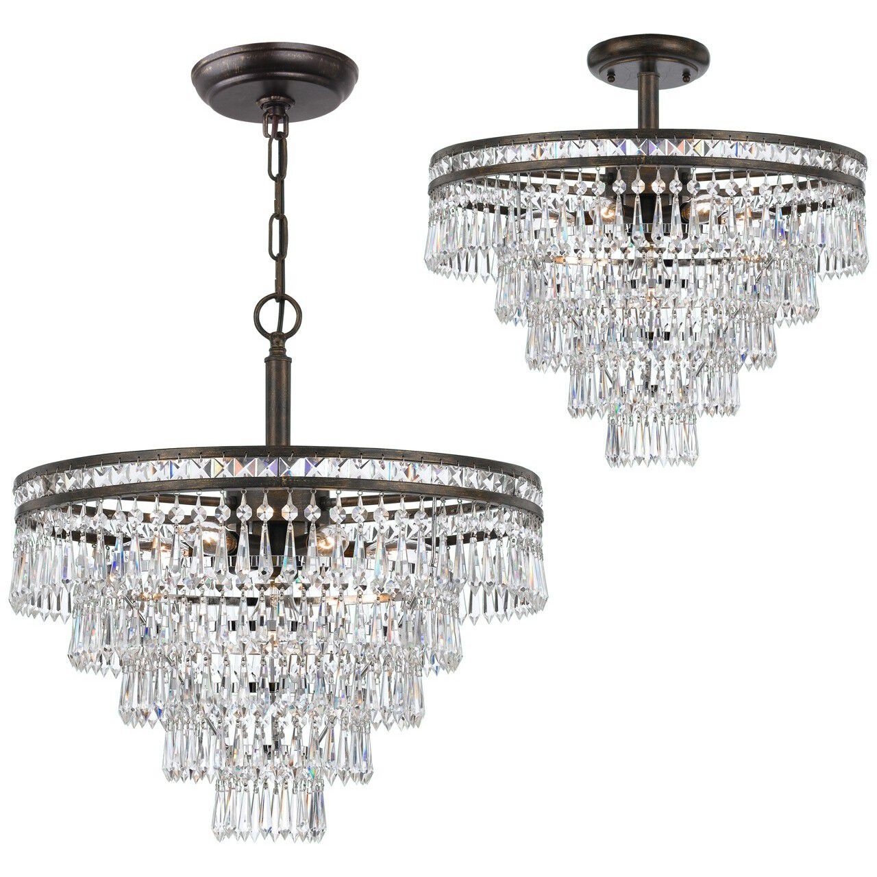 Mercer 7 Light 20 inch English Bronze Semi Flush Ceiling Light