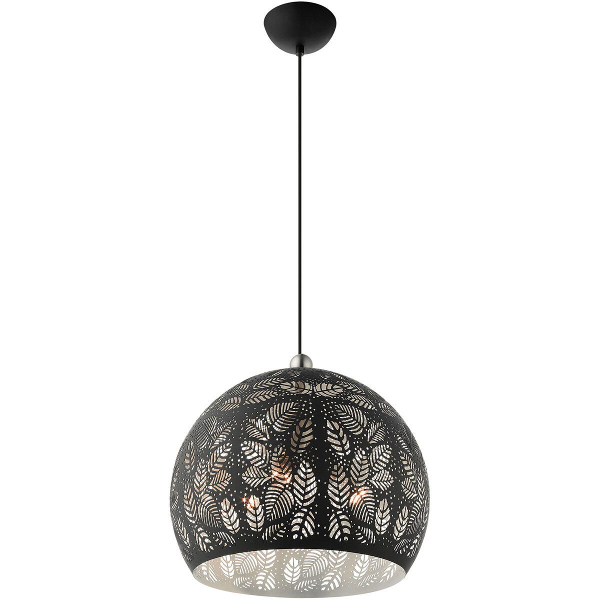 Chantily 3 Light 15.75 inch Black with Brushed Nickel Accents Pendant Ceiling Light