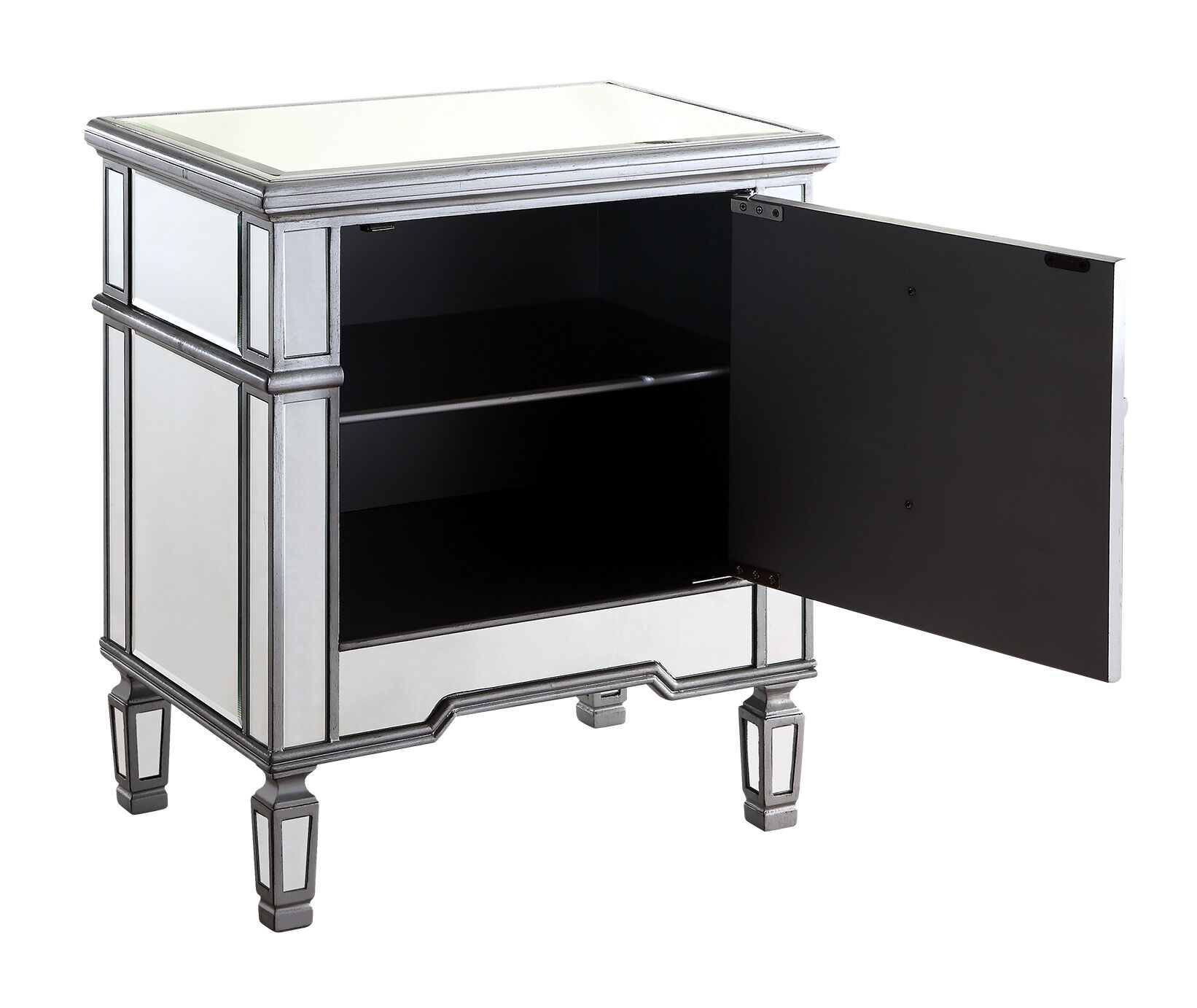 Contempo Silver Cabinet, 1-Door, Clear Mirror