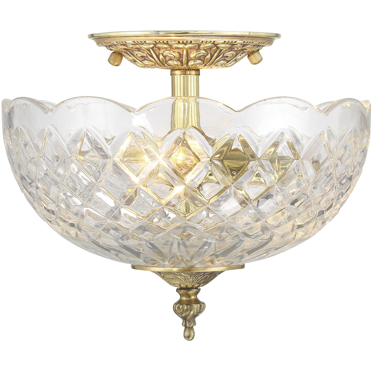 Milton 2 Light 12 inch Olde Brass Semi Flush Ceiling Light