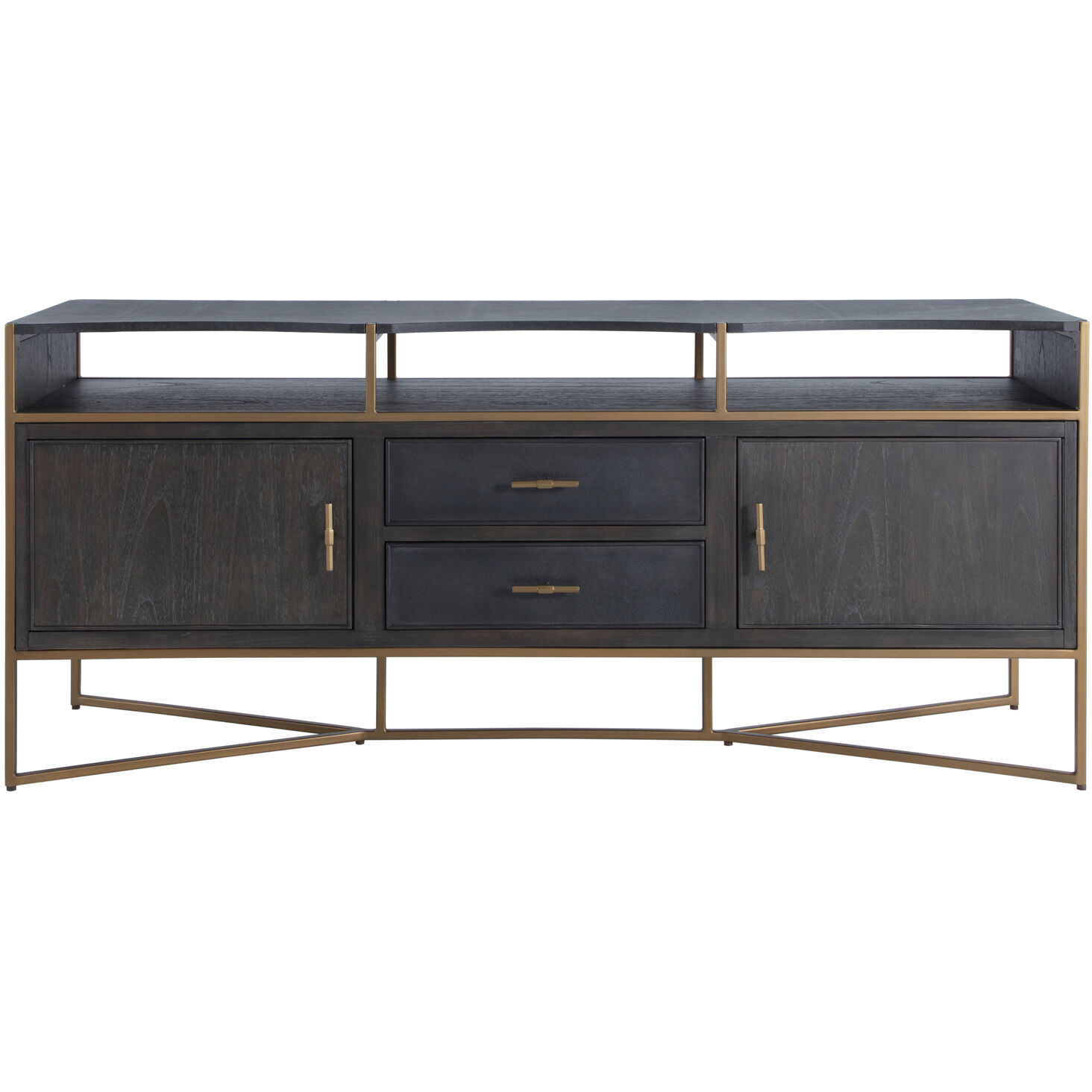 Jameson Natural Black / Black Faux Shagreen / Stained Gold Cabinet