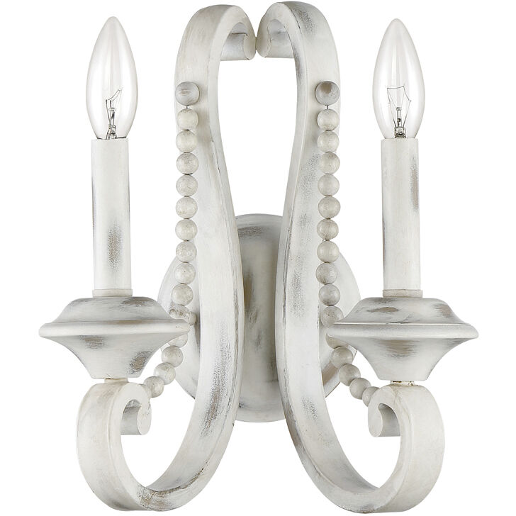 Newport 2 Light 10.25 inch Coastal Weathered White Bath Bar Wall Light