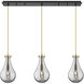 Owego 3 Light 36.63 inch Champagne Bronze Linear Pendant Ceiling Light in Light Smoke Glass