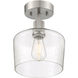 Port Nine LED 9 inch Brushed Steel Semi-Flush Ceiling Light
