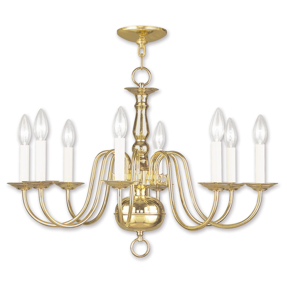 Williamsburgh 8 Light 26 inch Polished Brass Chandelier Ceiling Light