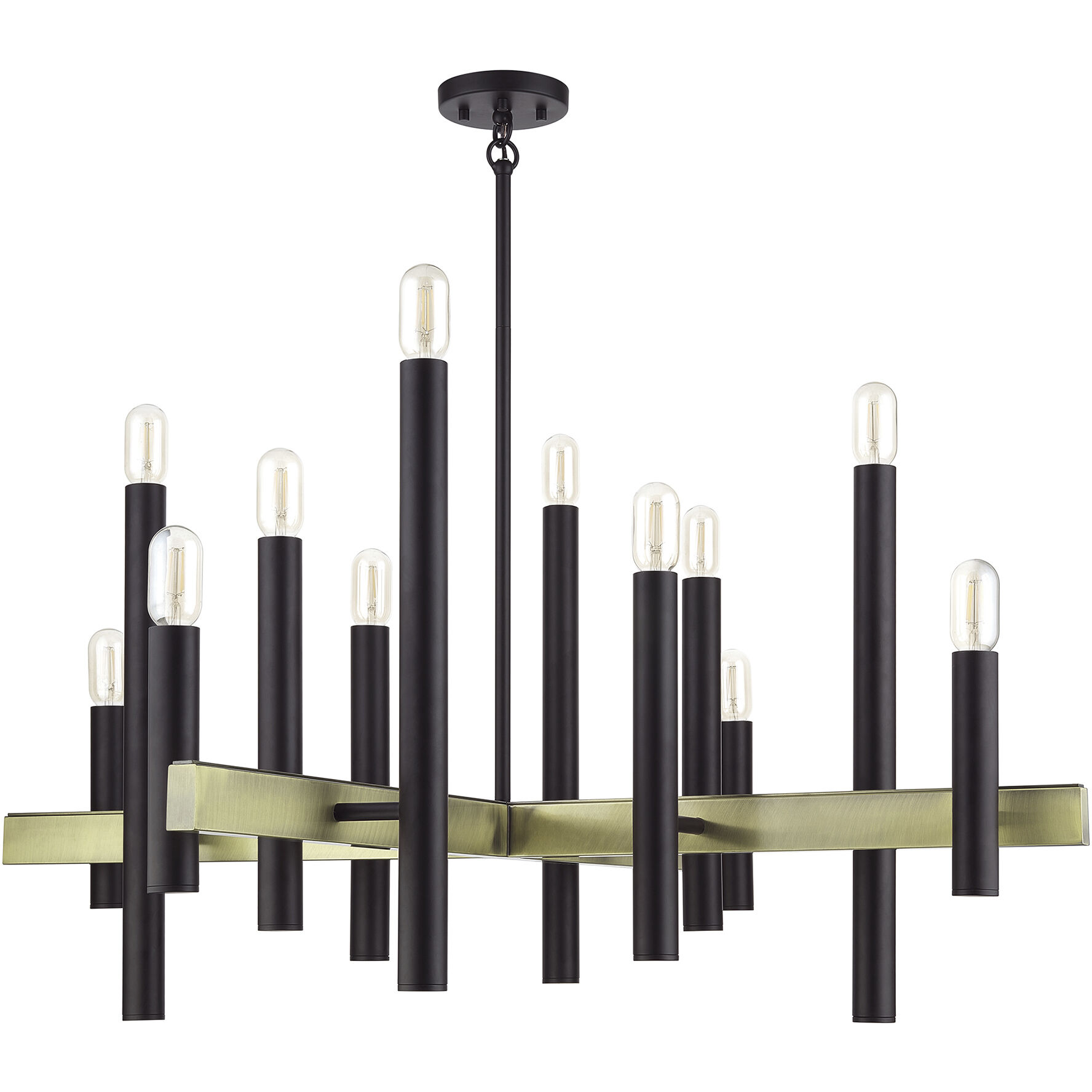 Helsinki 12 Light 44 inch Bronze with Antique Brass Accents Foyer Chandelier Ceiling Light