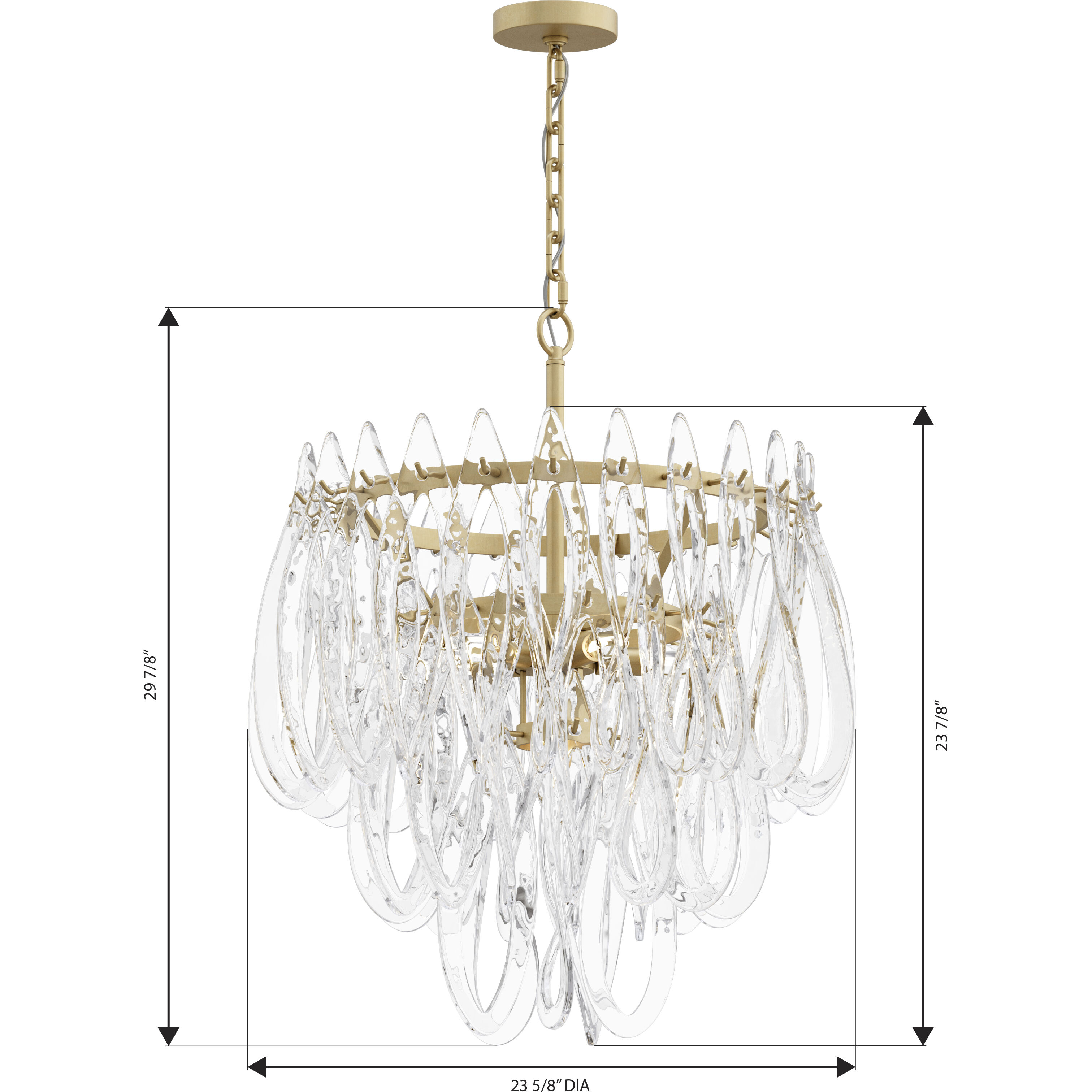 Glassara 6 Light 23 inch Legacy Brass Pendant Ceiling Light