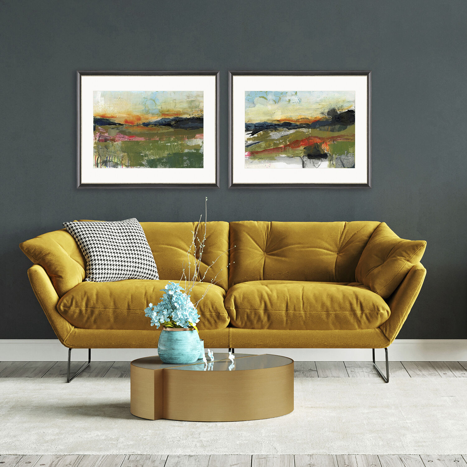 Long Way Home Green and Black and Blue and Red Framed Art