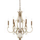 Magnolia Manor 6 Light 26.5 inch Pale Gold with Distressed Bronze Chandelier Ceiling Light