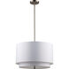 Schiffer 3 Light 18 inch Brushed Nickel Pendant Ceiling Light in Ivory Fabric Drum - Double Shade
