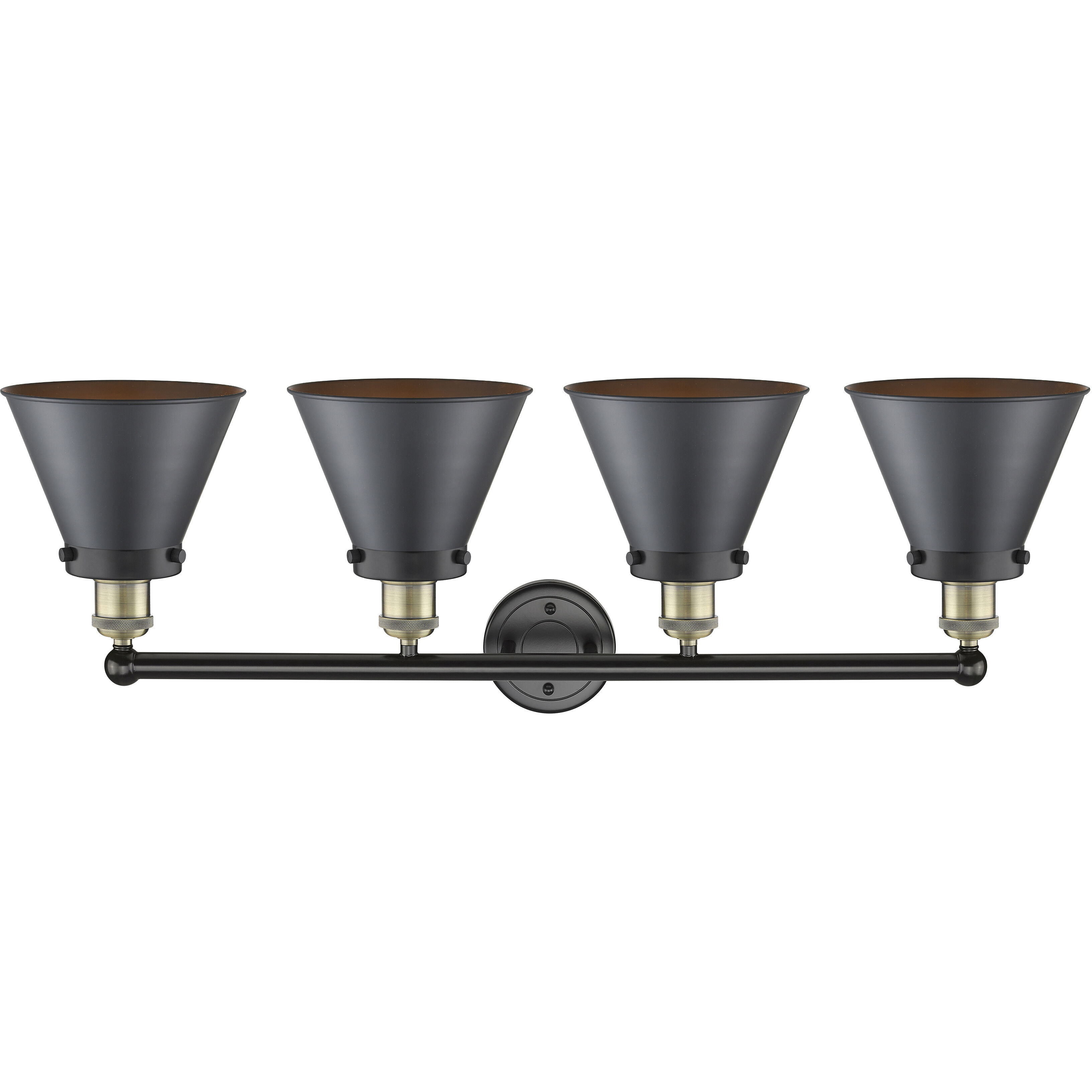 Appalachian 4 Light 35 inch Black Antique Brass Bath Vanity Light Wall Light in Matte Black