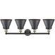 Appalachian 4 Light 35 inch Black Antique Brass Bath Vanity Light Wall Light in Matte Black