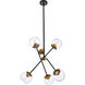 Axl 6 Light 24 inch Black and Brass Pendant Ceiling Light