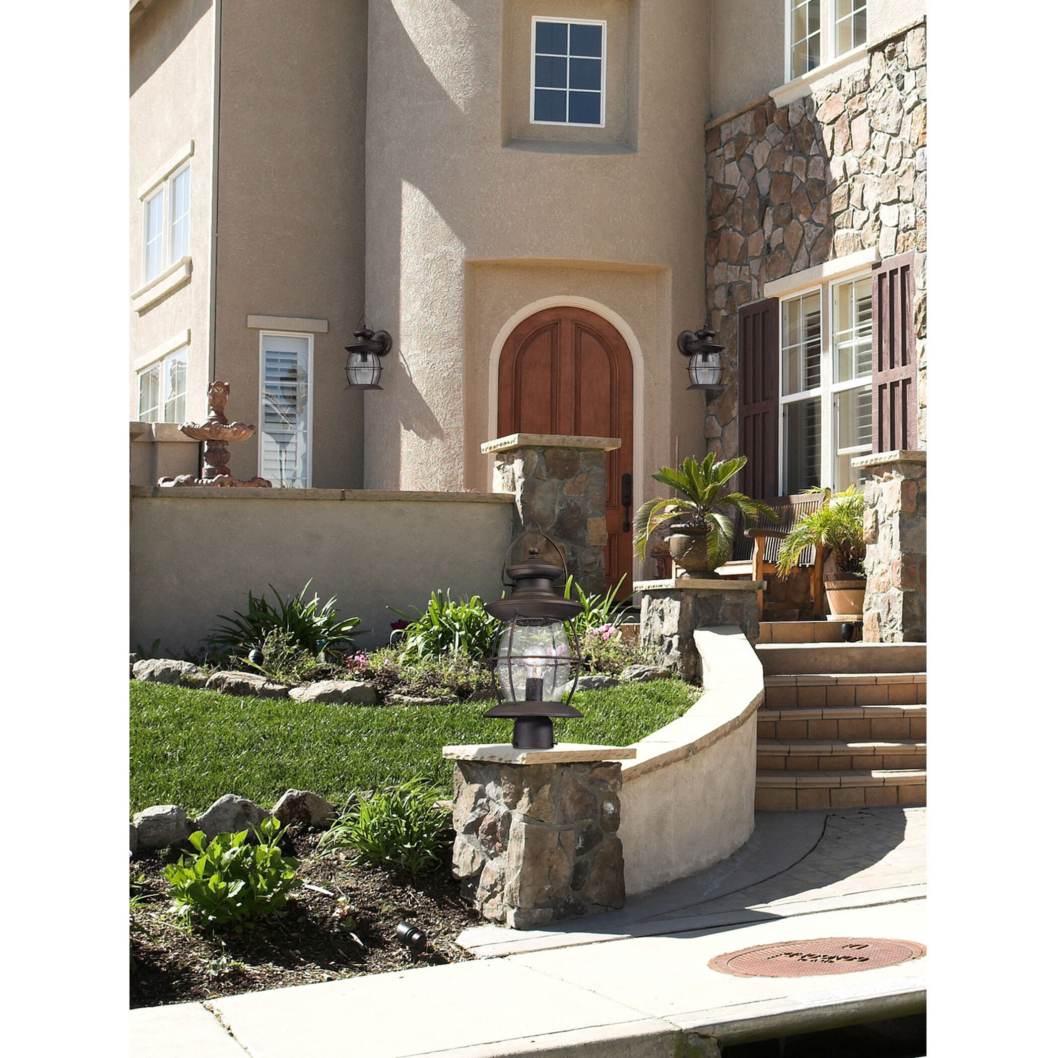 Village Lantern 1 Light 17 inch Weathered Charcoal Outdoor Wall Sconce