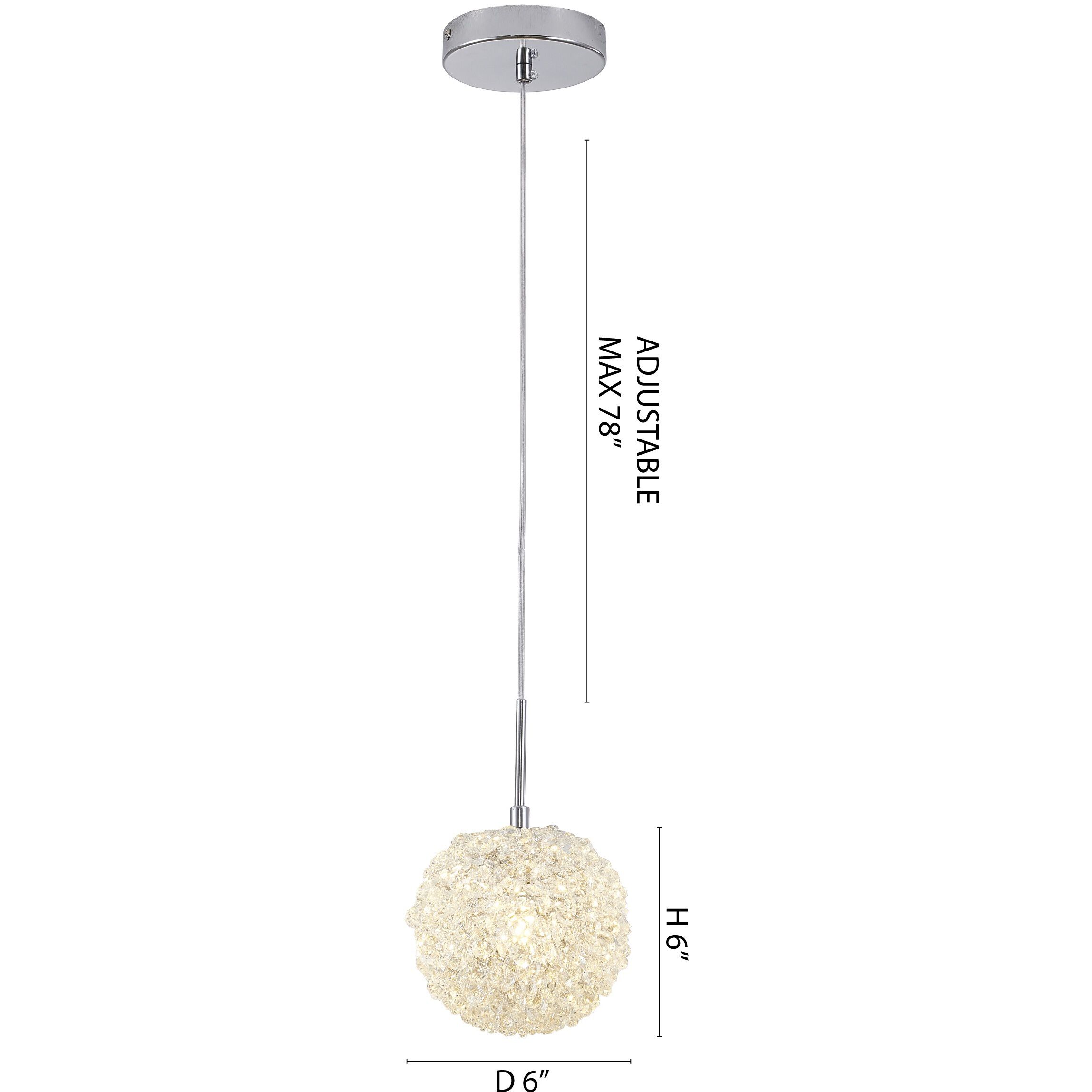 Canada 1 Light 6 inch Chrome Pendant Ceiling Light