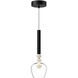 Rise LED 5.75 inch Black Pendant Ceiling Light in Black and Clear