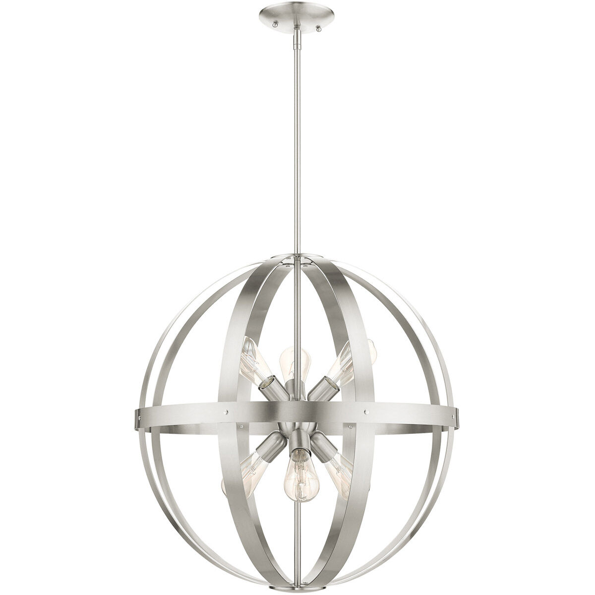 Stoneridge 6 Light 24 inch Brushed Nickel Pendant Chandelier Ceiling Light