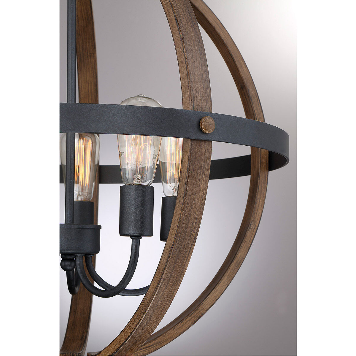 Farmhouse 5 Light 22 inch Wood with Black Chandelier Ceiling Light