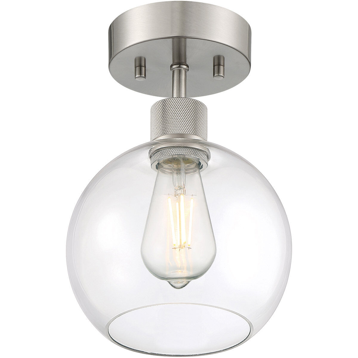 Port Nine LED 8 inch Brushed Steel Semi-Flush Ceiling Light