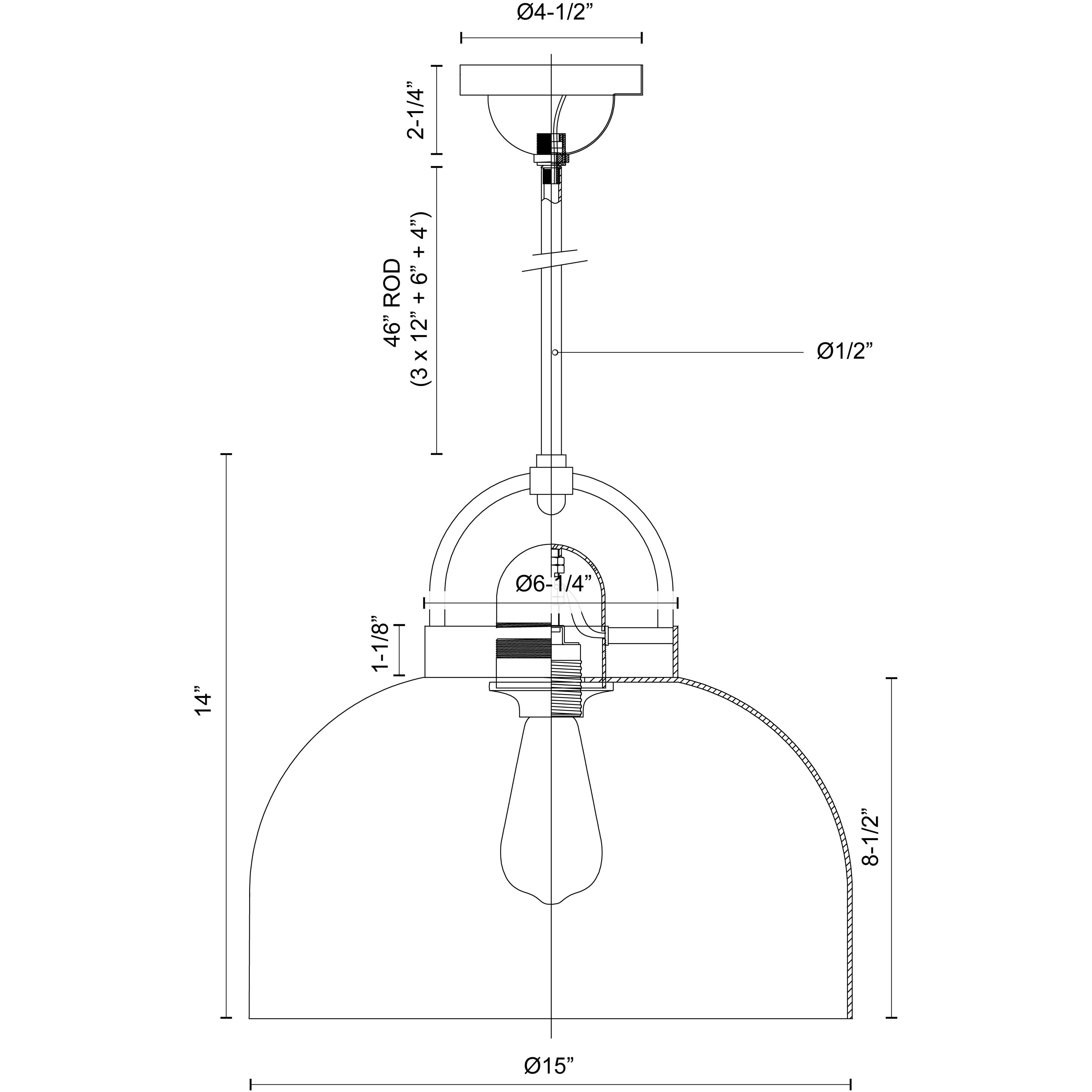 Lancaster 1 Light 15 inch Brushed Brass Down Pendant Ceiling Light