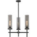 Lincoln 3 Light 21.25 inch Weathered Zinc Pendant Ceiling Light in Light Smoke Glass