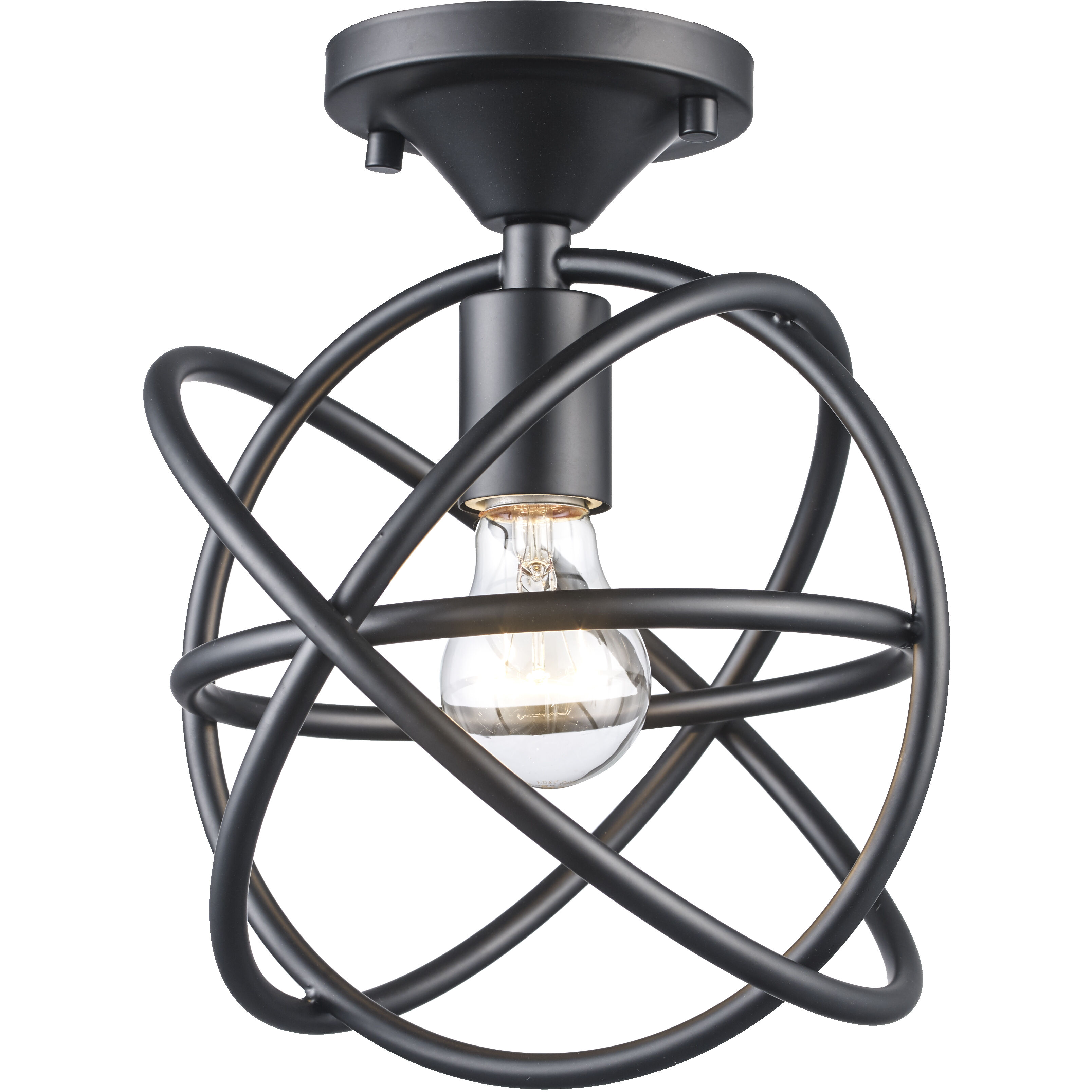 Lyra 1 Light 9 inch Black Semi-Flush Mount Ceiling Light